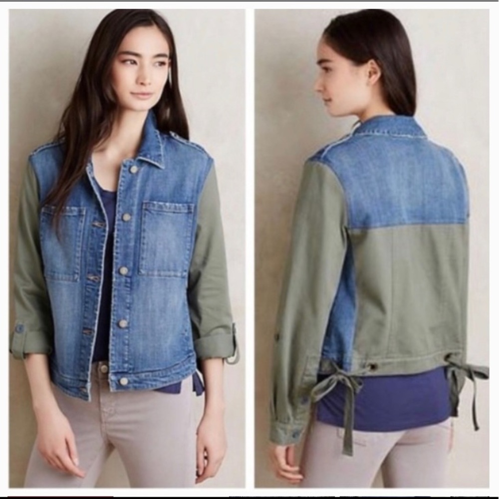 Pilcro Letterpress denim army jacket utility block